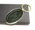 Prada emblem leather plate key ring,black
