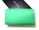 Prada tessuto zippered portfolio wallet, aqua marine