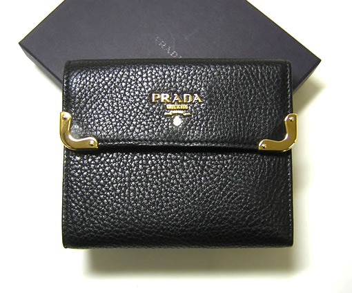 Prada three leather occasion wallet, black ( PRADA  Wallet ) 