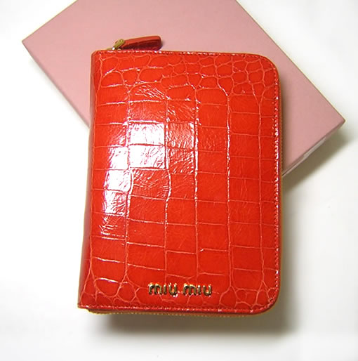 ミュウミュウ クロコ型押し09年システム手帳 パプリカ Mm 130