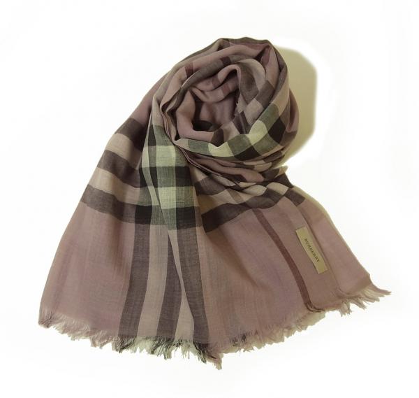 ☆BURBERRY☆ スカーフ 大判 チェック リボン シルク スモーキーピンク ☆BURBERRY☆ スカーフ 大判 チェック リボン シルク スモーキー