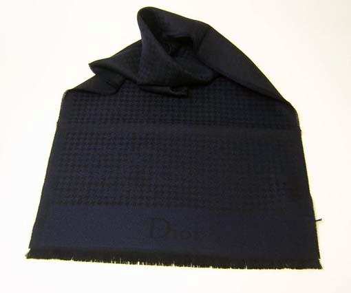 クリスチャンディオール Dior ウールマフラー（ネイビー+ブラック） - インポートブランドショップPiazza