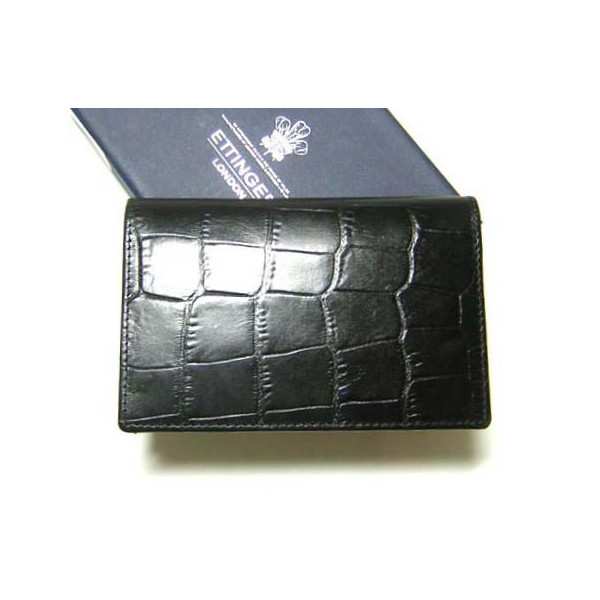 エッティンガー カードケースクロコ型押し （エボニー） - インポート