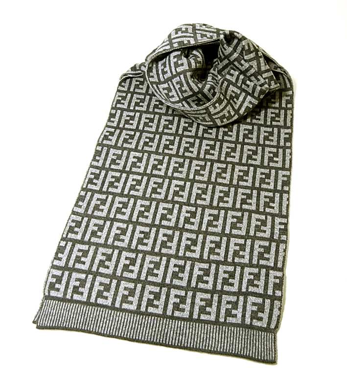 FENDI /フェンディ/グレー/ズッカ柄/マフラー/ウール/ 小物/メンズ
