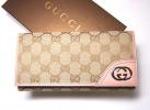  グッチ GG柄二つ折長財布（ベージュ×ピンクベージュ） 