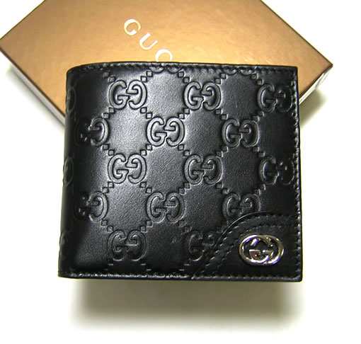グッチ グッチシマモノグラムレザー二つ折財布（ブラック