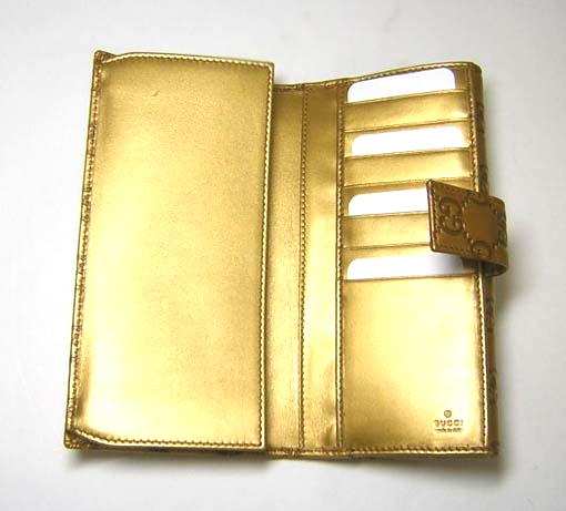 [ グッチ ] ラブリー グッチシマ 二つ折長財布（ゴールド） - G-5225