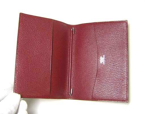 エルメス ] シェブルレザー 手帳カバー（ボルドーレッド） - H-890 
