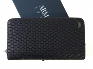 アルマーニジーンズ  長財布 ファスナー メンズ （ダークブルー） ＊大きめサイズ