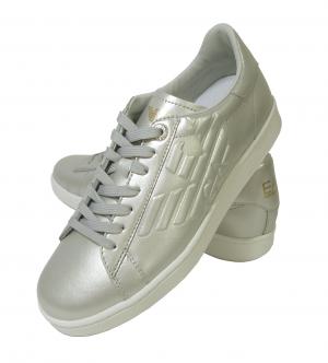 エンポリオアルマーニ レザー スニーカー トレーニング シルバー　 EA7