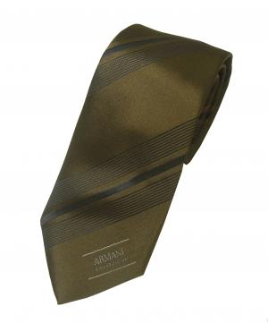 アルマーニ シルクネクタイ ストライプ カーキグリーン ARMANI COLLEZIONI