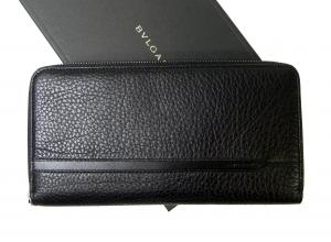 ブルガリ ロゴマニア ラウンドファスナー長財布（ブラック