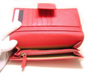No.5 オバル　ダブルフェイス二つ折長財布（コーラル）