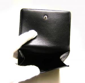 No.4 レオーニ　二つ折Wホック財布（ブラック）