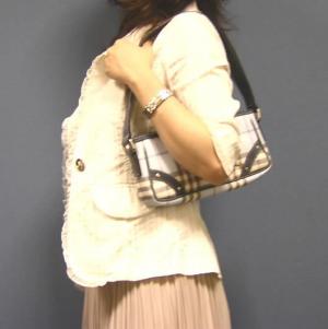 No.7 セミショルダーバッグ（ライトブルーチェック）