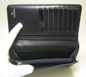No.5 ラムスキン　二つ折長財布（ネイビー）