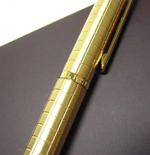 No.4 GEMLINE BALLPOINT GRID PATTERN GOLD PLATED ボールペン