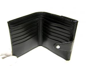No.4 パイソンニつ折ダブルホック財布（ブラック）