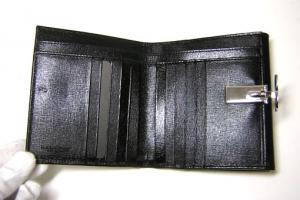 No.3 ニつ折ダブルホック財布（ブラック）