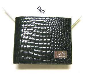  ドルチェ＆ガッバーナ D＆G クロコ型押しエナメルカーフ　二つ折財布（ダークグリーン） MainPhoto