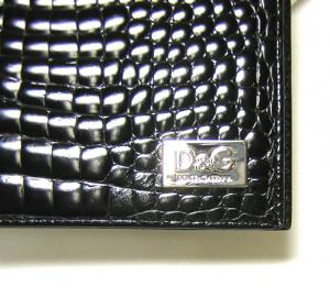ドルガバ ] D＆G クロコ型押しエナメルカーフ 二つ折財布
