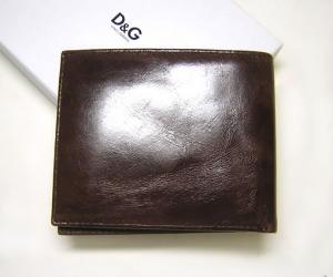 No.3 D&G  シュリンクレザー　二つ折財布（ダークブラウン）