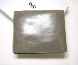 No.3 D&G  シュリンクレザー　二つ折財布（グレー）