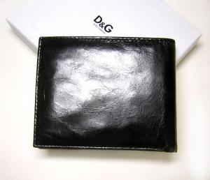 No.3 D&G  シュリンクレザー　二つ折財布（ブラック）
