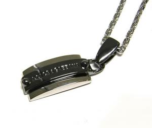 No.2 ツートーンメタルバープレートネックレス