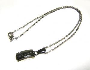 No.3 ツートーンメタルバープレートネックレス
