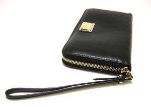 No.5 ストラップ付き　ラウンドファスナー長財布（ブラック）