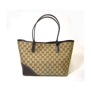 No.3 ダブルGプレート GG柄ショルダートートバッグ(ベージュ×ダークブラウン)