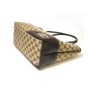 No.4 ダブルGプレート GG柄ショルダートートバッグ(ベージュ×ダークブラウン)