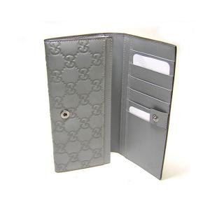 No.4 グッチシマ　モノグラムレザー　二つ折長財布（グレー）