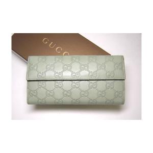 No.2 グッチシマ　モノグラムレザー　二つ折長財布（ライトグリーン）