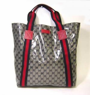  グッチ クリスタルGG柄ショルダートートバッグ（ベージュネイビー×レッド） MainPhoto
