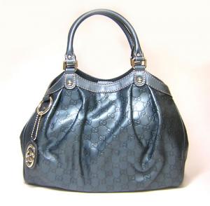 グッチ スーキー グッチシマレザーハンドバッグ(メタリックブルー) MainPhoto
