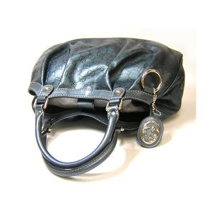No.5 スーキー グッチシマレザーハンドバッグ(メタリックブルー)