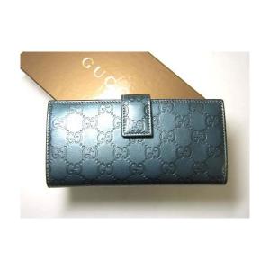 No.2 グッチシマ　モノグラムレザー　二つ折長財布（メタリックブルー）