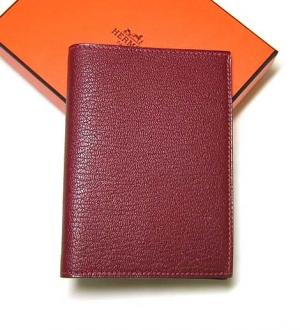 エルメス ] シェブルレザー 手帳カバー（ボルドーレッド） - H-890 