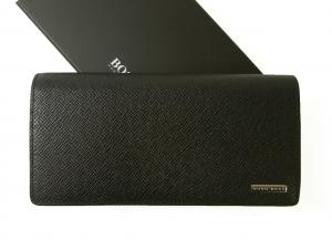 ヒューゴ・ボス 長財布 メンズ 二つ折 （ブラック） 型押し牛革