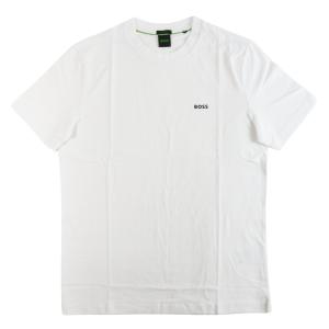 ヒューゴ・ボス Tシャツ 半袖 メンズ ストレッチコットン Regular fit BOSSロゴ ホワイト