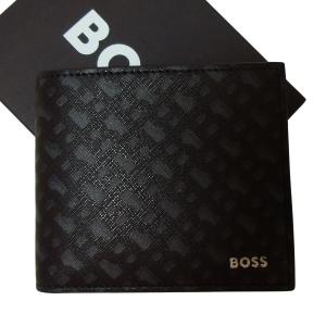 ヒューゴ・ボス 財布 メンズ 二つ折り Zair モノグラム ロゴ（ブラック）