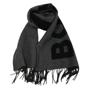 ヒューゴ・ボス マフラー ストール スカーフ メンズ Rikard グレー×ブラック 35×180cm