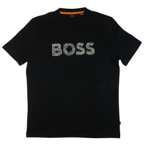 ヒューゴ・ボス Tシャツ 半袖 メンズ コットン Fronzen ロゴアートワーク ブラック