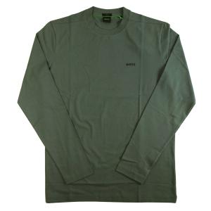 ヒューゴ・ボス Tシャツ 長袖 Tee Long メンズ ストレッチコットン（グリーン）