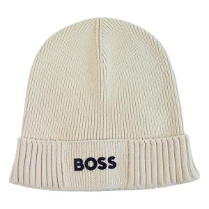 ヒューゴ・ボス 帽子 ニットキャップ ニット帽 Asic ビーニー メンズ ナチュラル コットン ウール