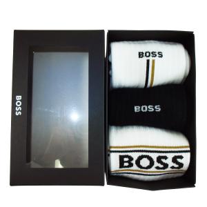 ヒューゴ・ボス 靴下 ソックス メンズ レギュラーレングス クルー丈 3足セット ギフトセット 