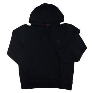 ヒューゴ・ボス フーディ プルオーバー スウェットシャツ コットンテリー ロゴパッチ パーカー トレーナー ブラック