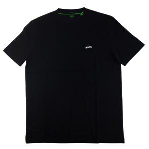 ヒューゴ・ボス Tシャツ 半袖 メンズ ストレッチコットン Regular fit ブラック+ホワイトBOSSロゴ 